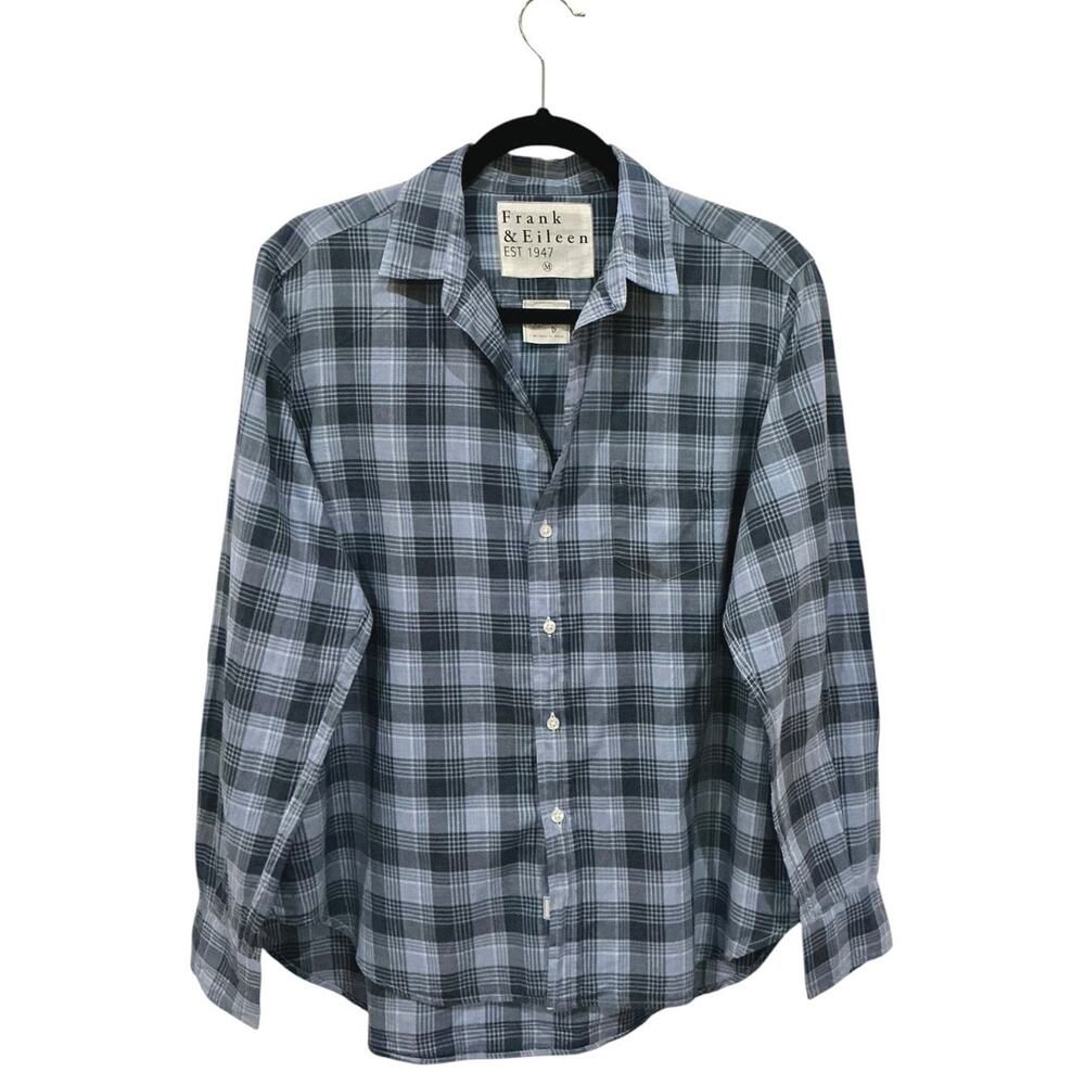 Frank & Eileen Eileen Blue Plaid Italian Cotton Shirt Size Medium